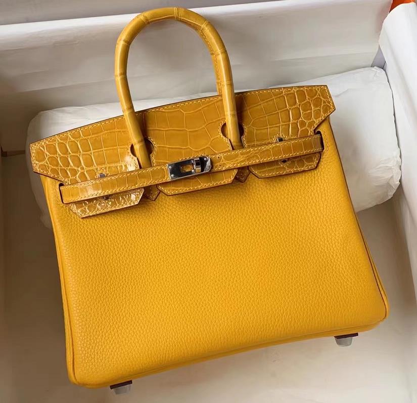 Hermès Birkin 25cm Touch Togo Matte Alligator Crocodile 37 Gold All hand  sewing